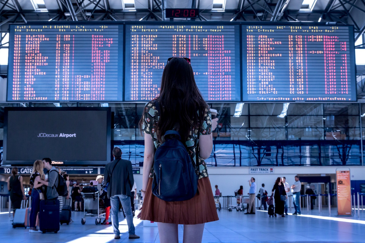 calm woman in airport